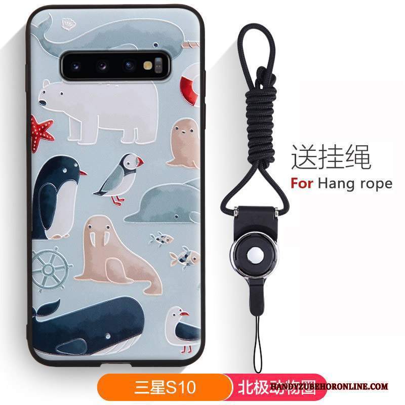 Custodia Samsung Galaxy S10 Goffratura Telefono Bello, Cover Samsung Galaxy S10 Cartone Animato Verde Morbido