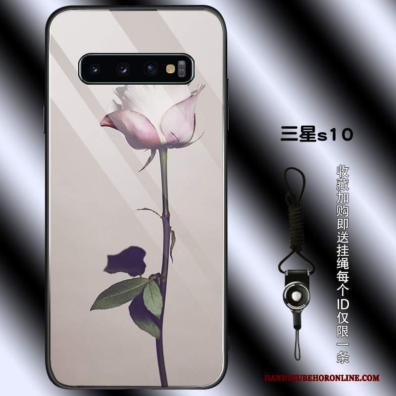 Custodia Samsung Galaxy S10 Vintage Rosa Semplici, Cover Samsung Galaxy S10 Protezione Nero Tutto Incluso