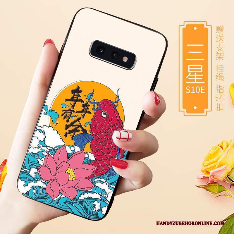 Custodia Samsung Galaxy S10e Protezione Macchiati Blu, Cover Samsung Galaxy S10e Goffratura Telefono Net Red