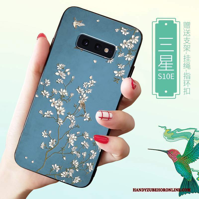 Custodia Samsung Galaxy S10e Protezione Macchiati Blu, Cover Samsung Galaxy S10e Goffratura Telefono Net Red