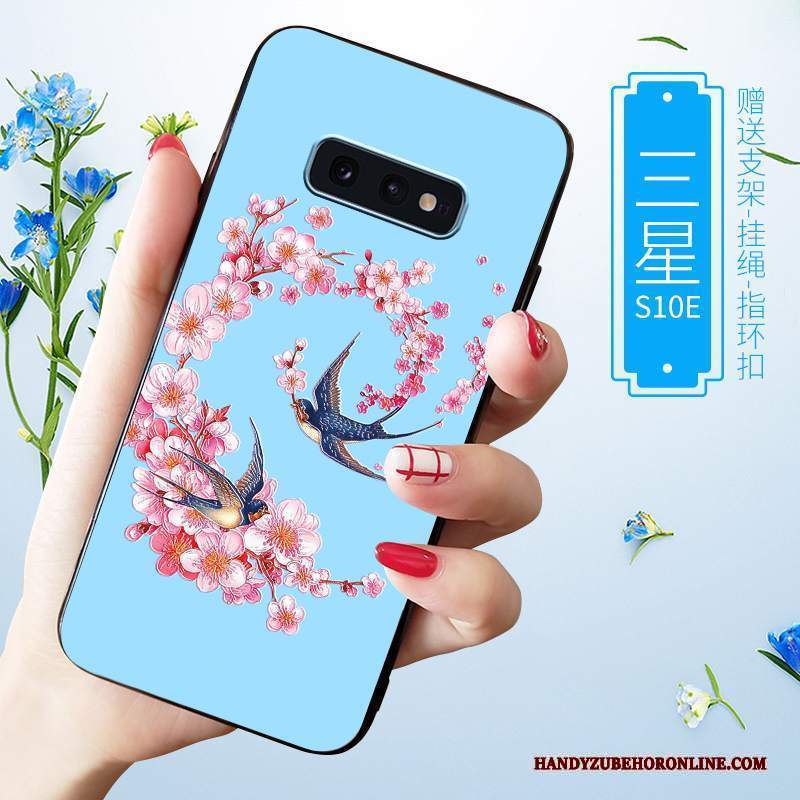 Custodia Samsung Galaxy S10e Protezione Macchiati Blu, Cover Samsung Galaxy S10e Goffratura Telefono Net Red