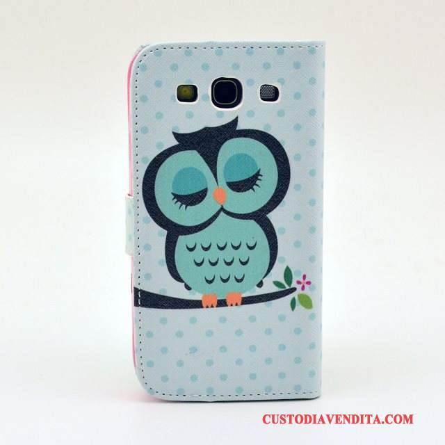 Custodia Samsung Galaxy S3 Folio Telefono Verde, Cover Samsung Galaxy S3 Pelle Gattino