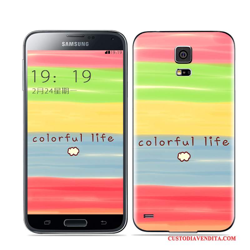 Custodia Samsung Galaxy S5 Colore Bianco Oro, Cover Samsung Galaxy S5 Coperchio Posteriore Nero