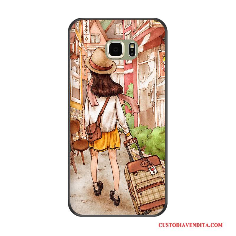 Custodia Samsung Galaxy S6 Edge + Cartone Animato Morbidotelefono, Cover Samsung Galaxy S6 Edge + Protezione Cachi Nero