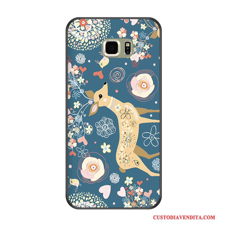 Custodia Samsung Galaxy S6 Edge + Cartone Animato Morbidotelefono, Cover Samsung Galaxy S6 Edge + Protezione Cachi Nero