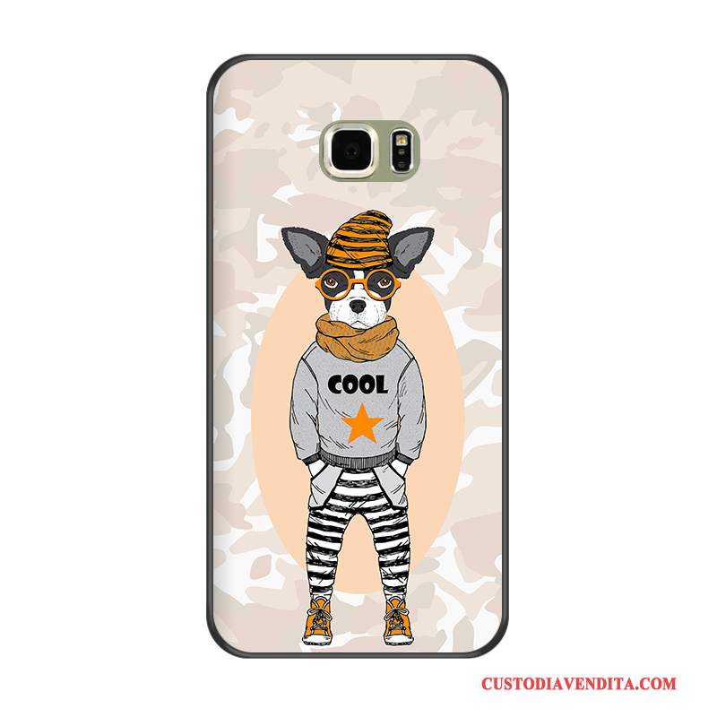 Custodia Samsung Galaxy S6 Edge + Cartone Animato Morbidotelefono, Cover Samsung Galaxy S6 Edge + Protezione Cachi Nero