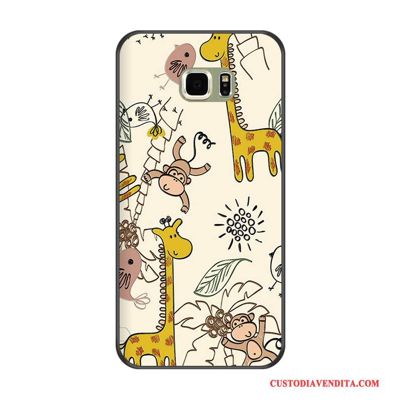 Custodia Samsung Galaxy S6 Edge + Cartone Animato Morbidotelefono, Cover Samsung Galaxy S6 Edge + Protezione Cachi Nero