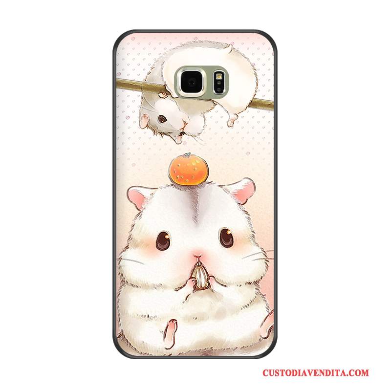 Custodia Samsung Galaxy S6 Edge + Cartone Animato Morbidotelefono, Cover Samsung Galaxy S6 Edge + Protezione Cachi Nero