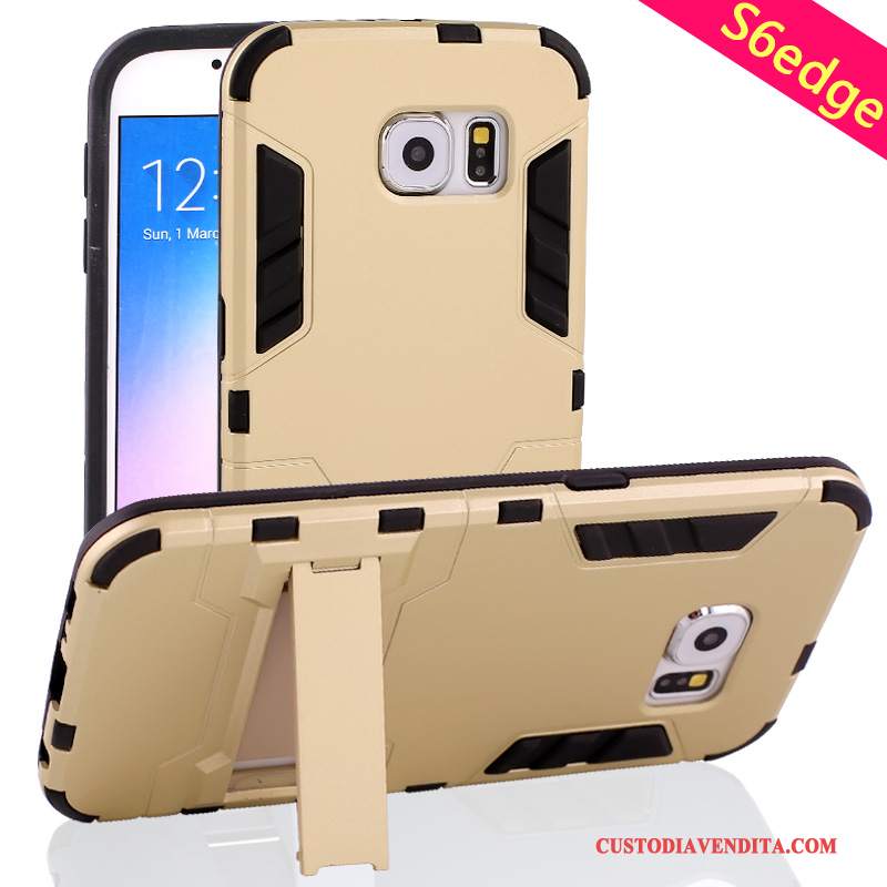 Custodia Samsung Galaxy S6 Edge Creativo Oro Supporto, Cover Samsung Galaxy S6 Edge Telefono Anti-caduta