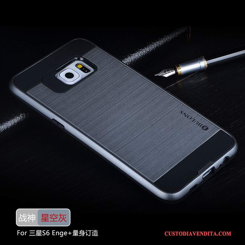 Custodia Samsung Galaxy S6 Edge + Silicone Anti-caduta Grigio, Cover Samsung Galaxy S6 Edge + Protezione Argentotelefono
