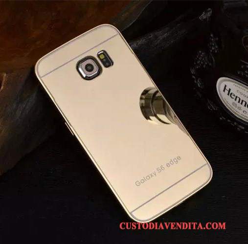 Custodia Samsung Galaxy S6 Edge Specchio Telaio, Cover Samsung Galaxy S6 Edge Rosa Tutto Incluso