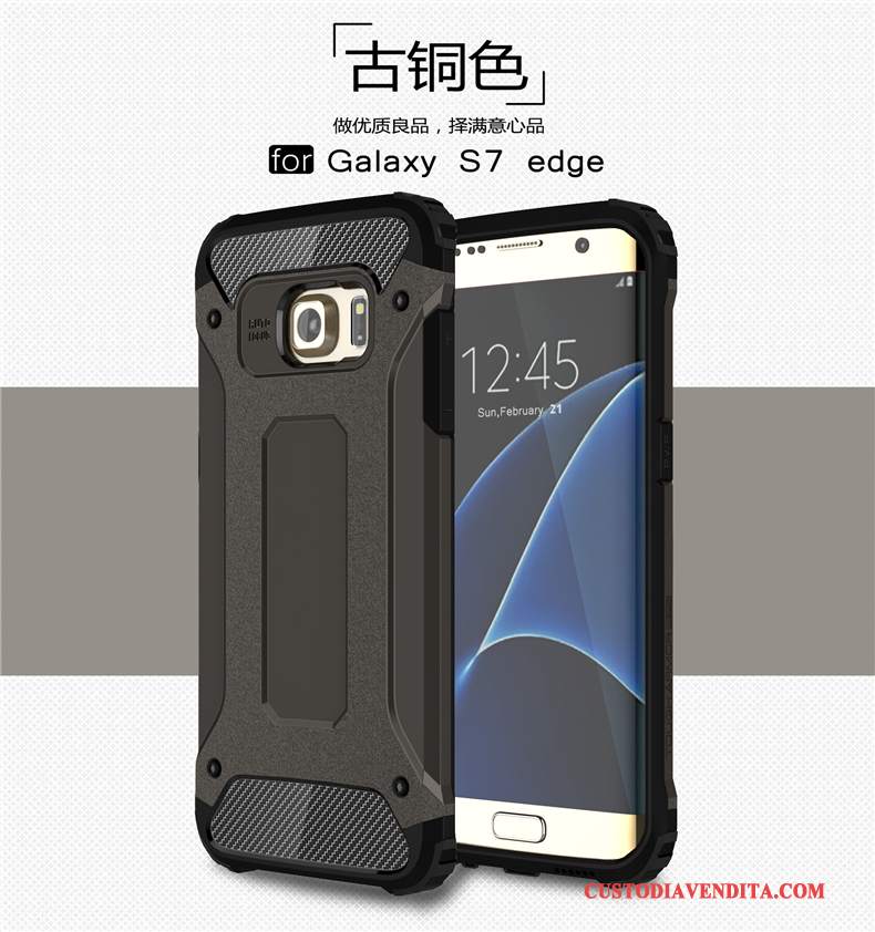 Custodia Samsung Galaxy S7 Edge Giallo Anti-caduta, Cover Samsung Galaxy S7 Edge Telefono Coperchio Posteriore