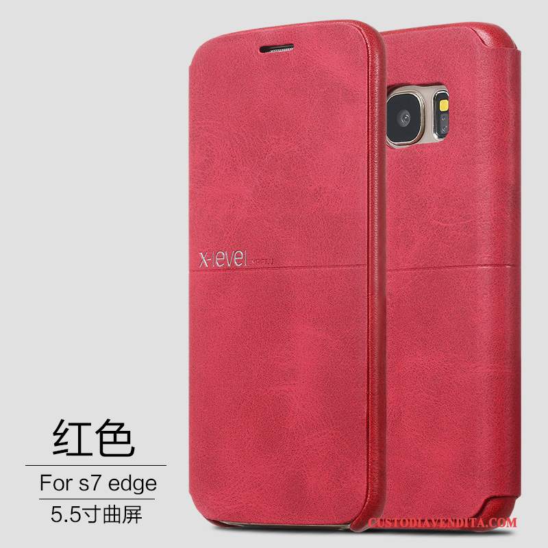 Custodia Samsung Galaxy S7 Edge Pelle Telefono Sottile, Cover Samsung Galaxy S7 Edge Folio Anti-caduta