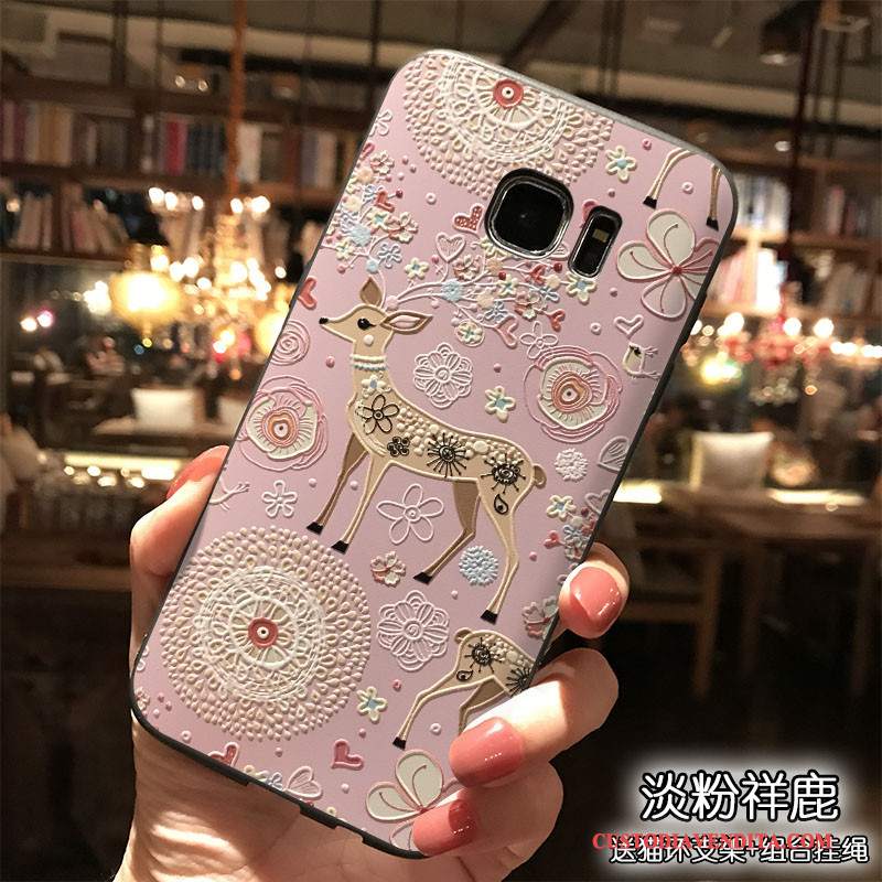 Custodia Samsung Galaxy S7 Edge Silicone Bello Rosa, Cover Samsung Galaxy S7 Edge Tutto Incluso Ornamenti Appesi