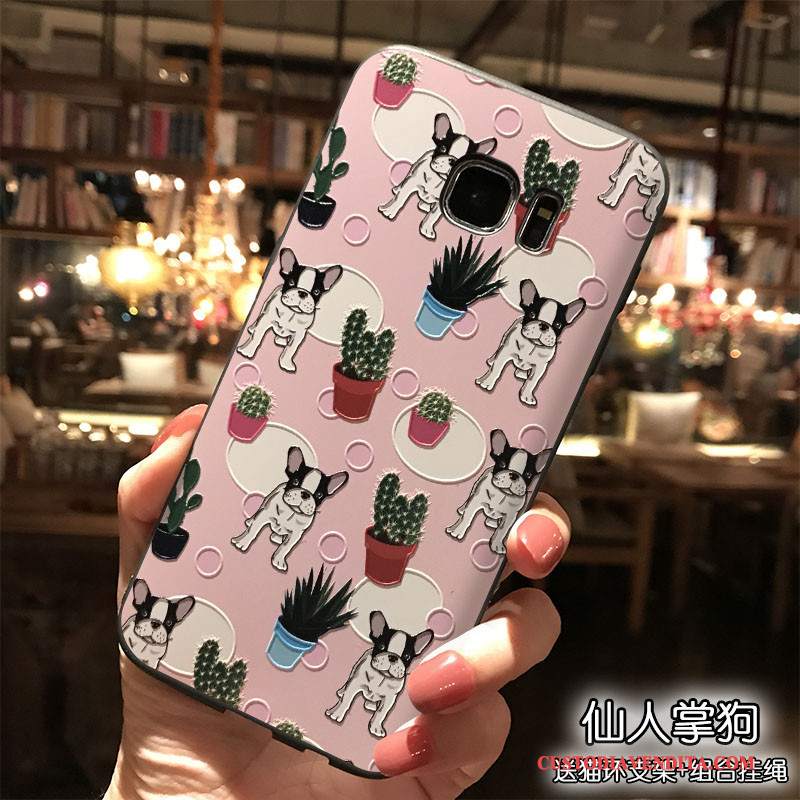 Custodia Samsung Galaxy S7 Edge Silicone Bello Rosa, Cover Samsung Galaxy S7 Edge Tutto Incluso Ornamenti Appesi