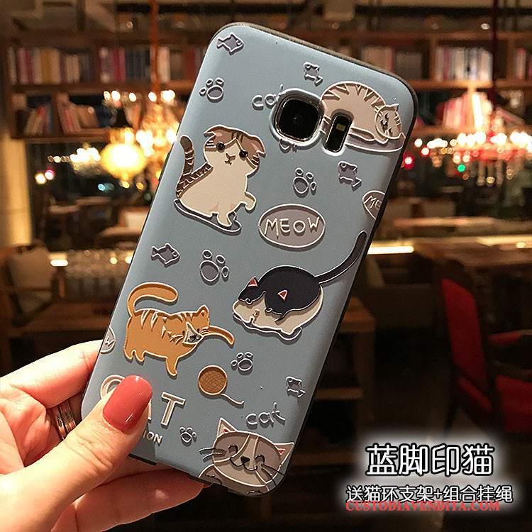 Custodia Samsung Galaxy S7 Goffratura Nerotelefono, Cover Samsung Galaxy S7 Protezione Tutto Incluso Cachi
