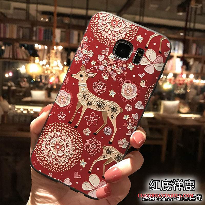 Custodia Samsung Galaxy S7 Silicone Tendenza Tutto Incluso, Cover Samsung Galaxy S7 Ornamenti Appesi Rosso