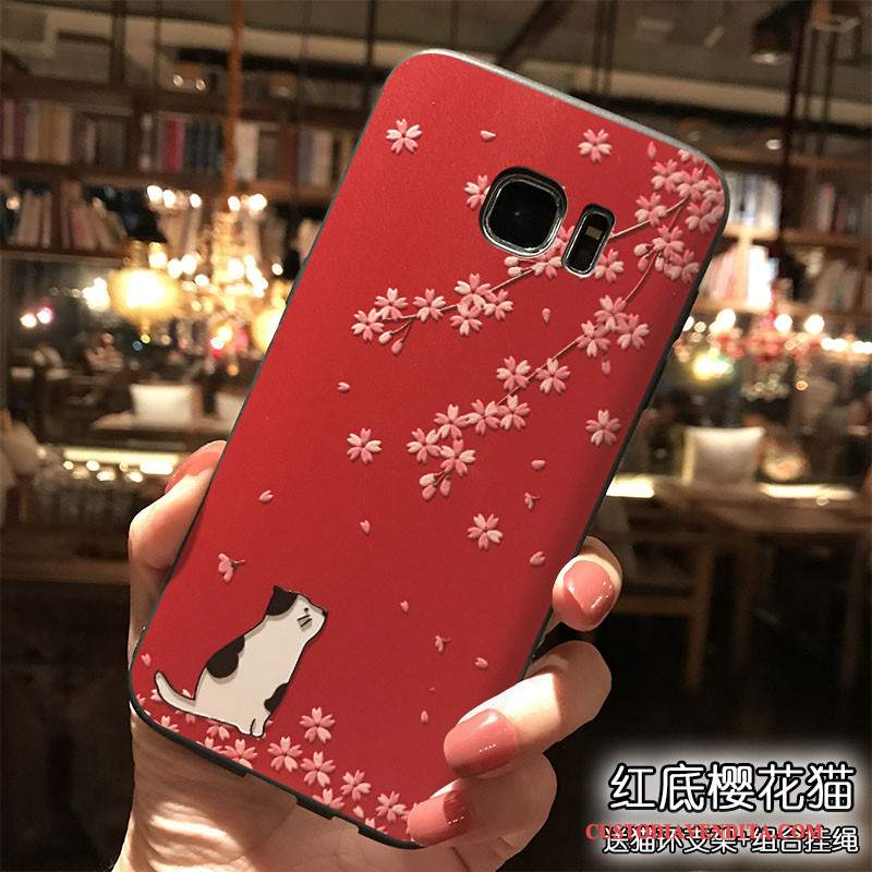 Custodia Samsung Galaxy S7 Silicone Tendenza Tutto Incluso, Cover Samsung Galaxy S7 Ornamenti Appesi Rosso