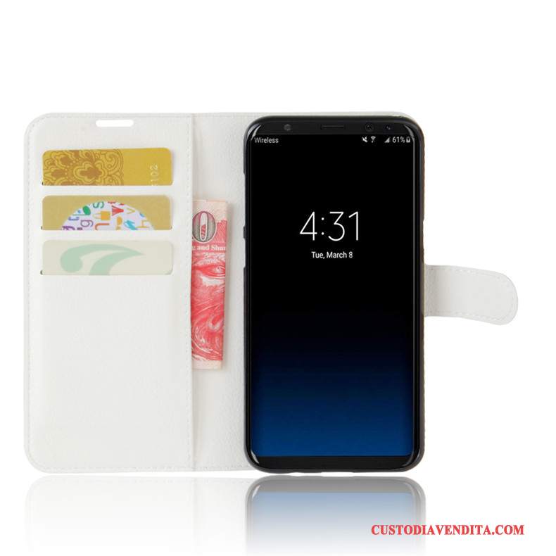 Custodia Samsung Galaxy S8 Pelle Supportotelefono, Cover Samsung Galaxy S8 Protezione Nero Carta