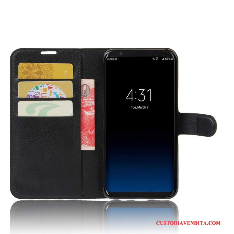 Custodia Samsung Galaxy S8 Pelle Supportotelefono, Cover Samsung Galaxy S8 Protezione Nero Carta