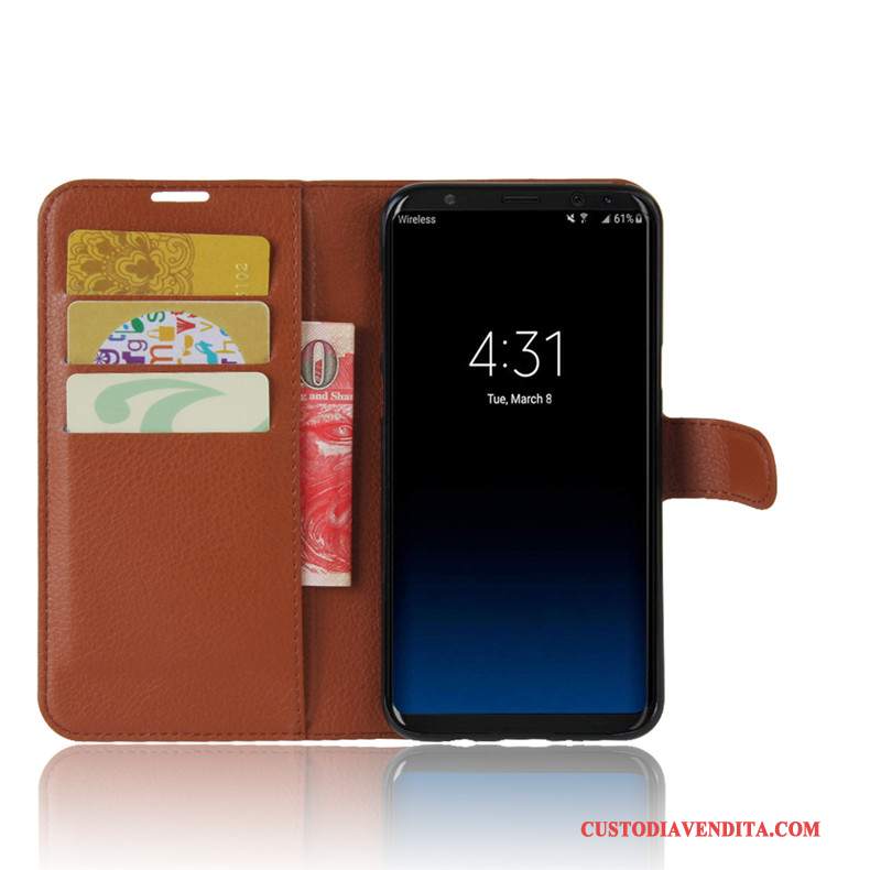 Custodia Samsung Galaxy S8 Pelle Supportotelefono, Cover Samsung Galaxy S8 Protezione Nero Carta