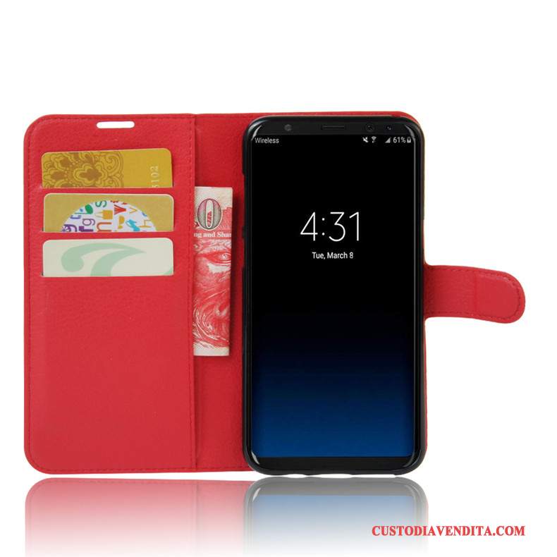 Custodia Samsung Galaxy S8 Pelle Supportotelefono, Cover Samsung Galaxy S8 Protezione Nero Carta