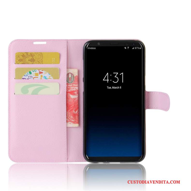 Custodia Samsung Galaxy S8 Pelle Supportotelefono, Cover Samsung Galaxy S8 Protezione Nero Carta
