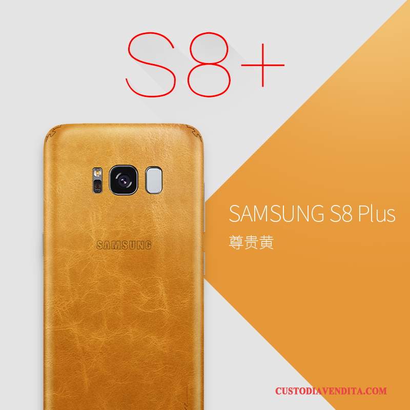 Custodia Samsung Galaxy S8+ Protezione Arancionetelefono, Cover Samsung Galaxy S8+ Pelle Giallo Sottile