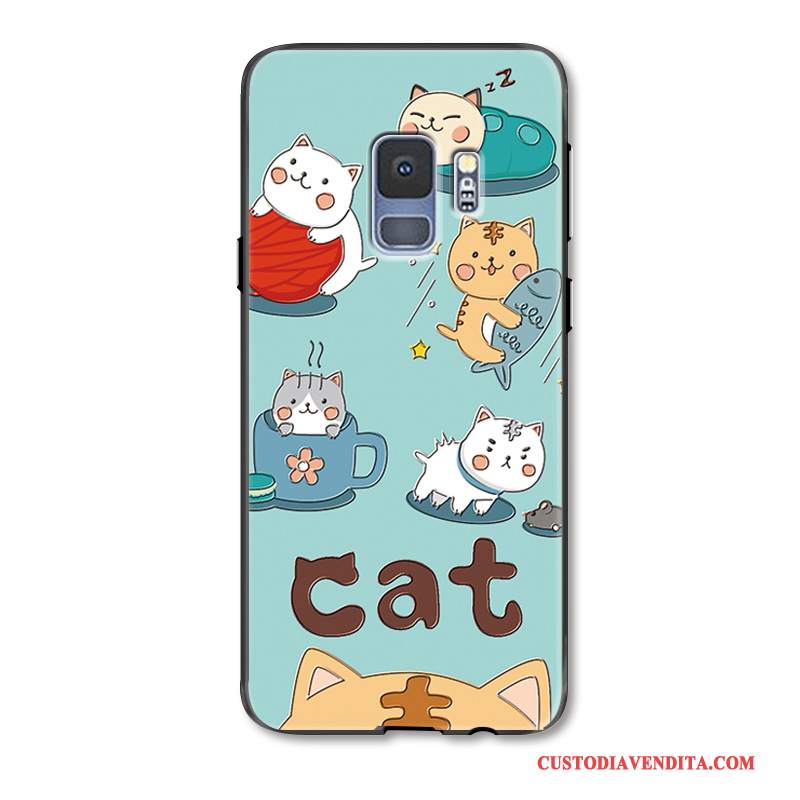 Custodia Samsung Galaxy S9+ Silicone Ring Anti-caduta, Cover Samsung Galaxy S9+ Moda Blu Chiaro Bello