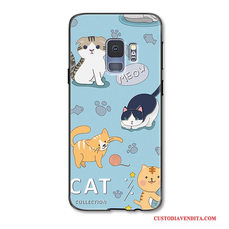 Custodia Samsung Galaxy S9+ Silicone Ring Anti-caduta, Cover Samsung Galaxy S9+ Moda Blu Chiaro Bello