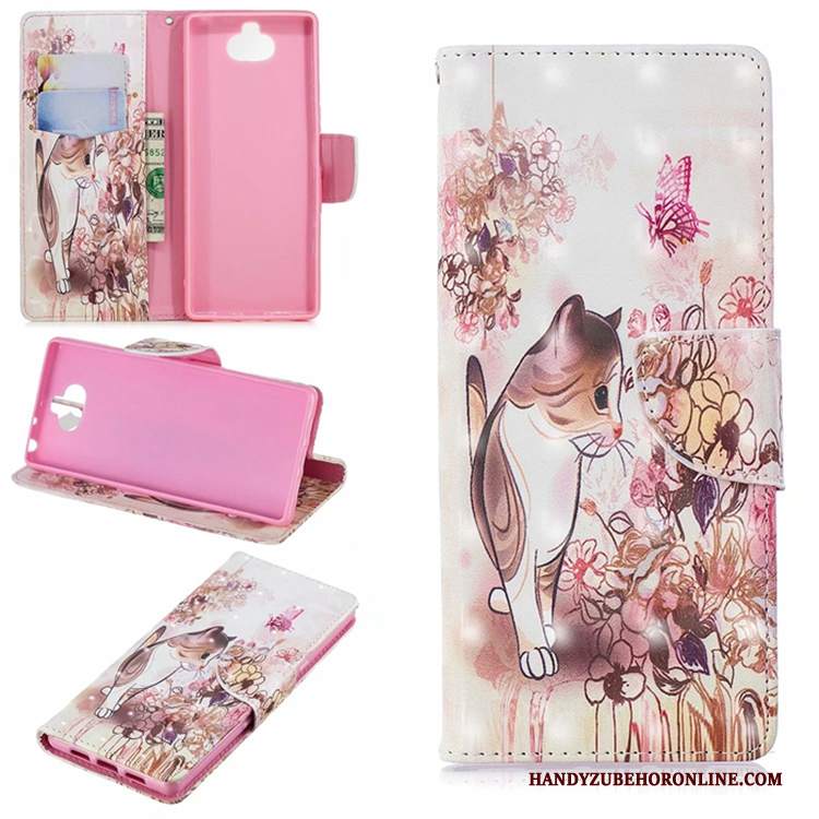 Custodia Sony Xperia 10 Folio Porporatelefono, Cover Sony Xperia 10 Pelle Anti-caduta