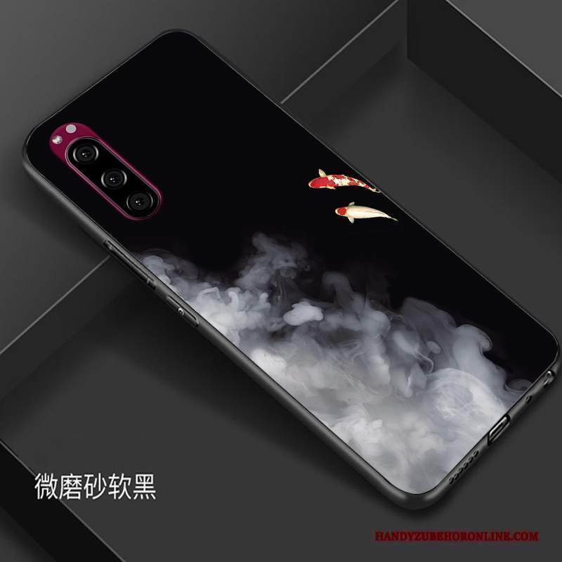 Custodia Sony Xperia 5 Creativo Morbido Marchio Di Tendenza, Cover Sony Xperia 5 Silicone Tutto Incluso Nero