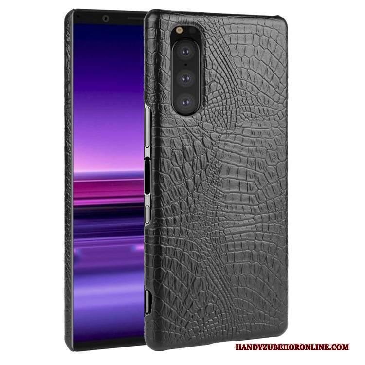 Custodia Sony Xperia 5 Pelle Modello Coccodrillo Qualità, Cover Sony Xperia 5 Protezione Borse Difficile