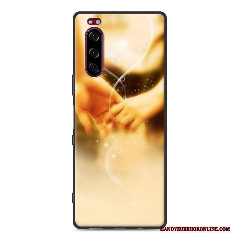 Custodia Sony Xperia 5 Protezione Nero Macchiati, Cover Sony Xperia 5 Morbido Rosa