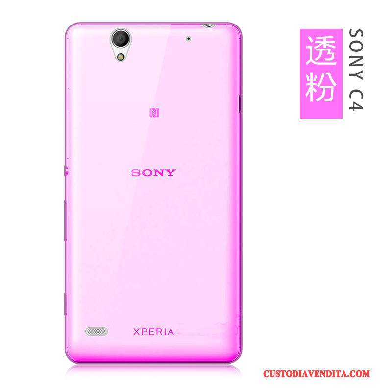 Custodia Sony Xperia C4 Silicone Grande Sottile, Cover Sony Xperia C4 Blu Chiaro Trasparente