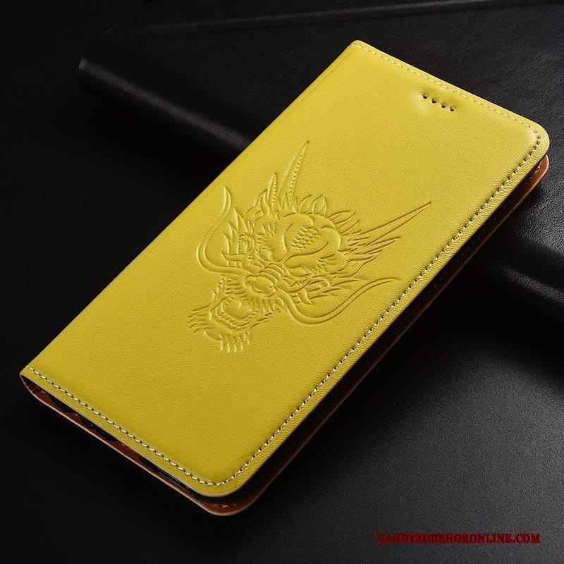 Custodia Sony Xperia L3 Pelle Modello Giallo, Cover Sony Xperia L3 Protezione Dragotelefono
