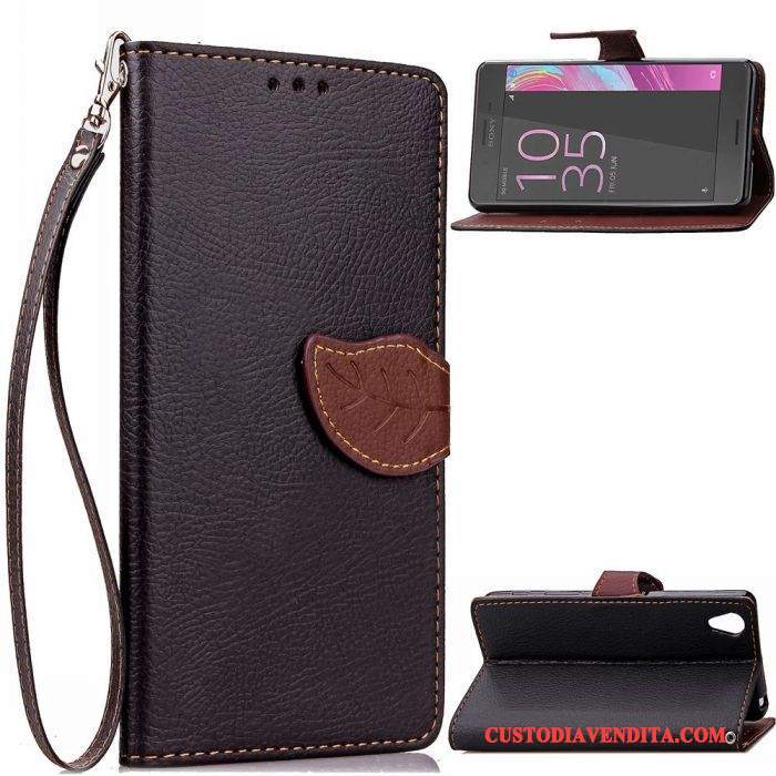 Custodia Sony Xperia X Performance Portafoglio Fibbiatelefono, Cover Sony Xperia X Performance Verde Foglia