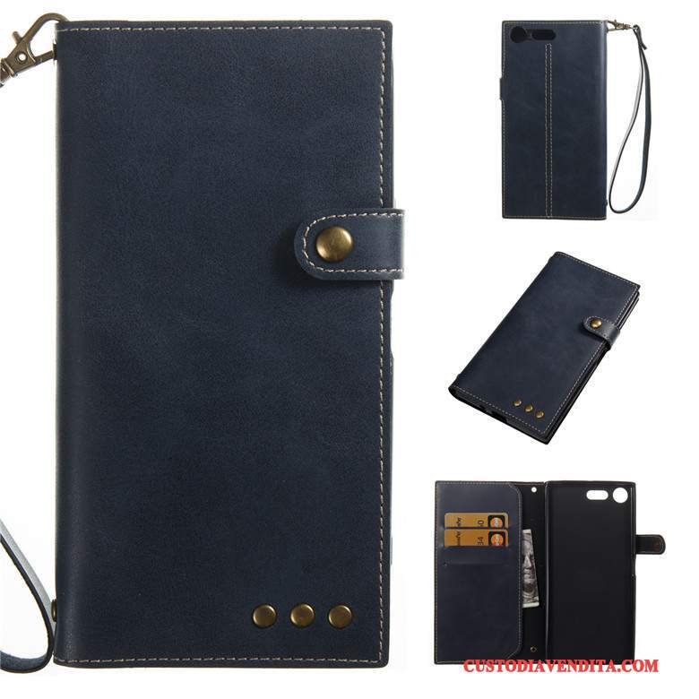 Custodia Sony Xperia Xz Premium Folio Nero Affari, Cover Sony Xperia Xz Premium Pelle Telefono
