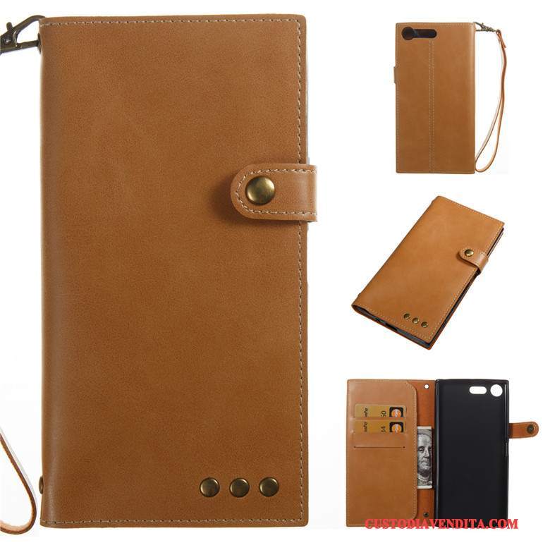 Custodia Sony Xperia Xz Premium Folio Nero Affari, Cover Sony Xperia Xz Premium Pelle Telefono