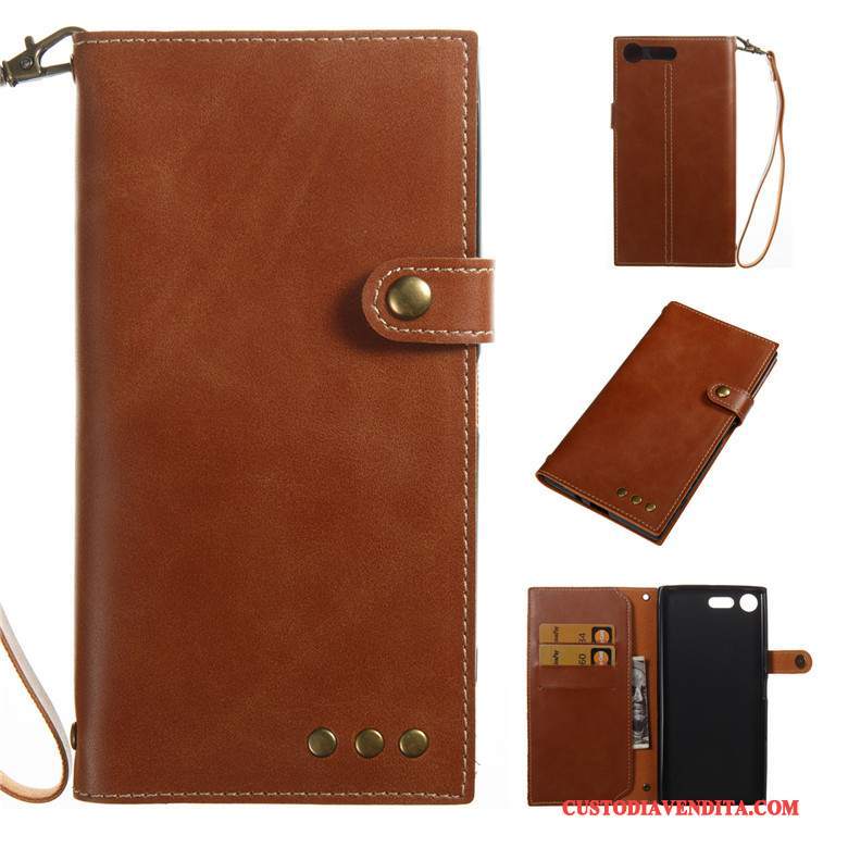 Custodia Sony Xperia Xz Premium Folio Nero Affari, Cover Sony Xperia Xz Premium Pelle Telefono