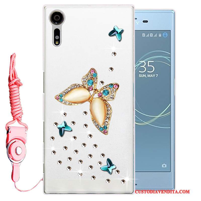 Custodia Sony Xperia Xz Strass Oro Morbido, Cover Sony Xperia Xz Silicone Telefono