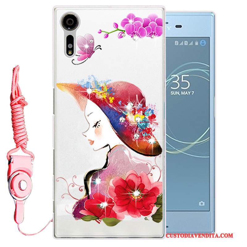 Custodia Sony Xperia Xz Strass Oro Morbido, Cover Sony Xperia Xz Silicone Telefono