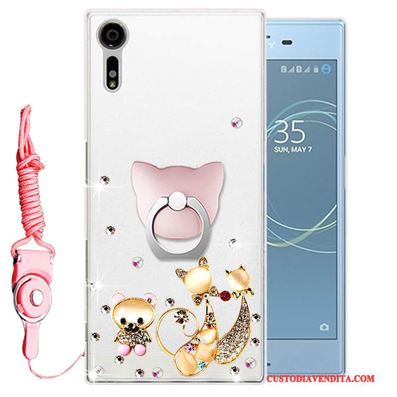 Custodia Sony Xperia Xz Strass Oro Morbido, Cover Sony Xperia Xz Silicone Telefono