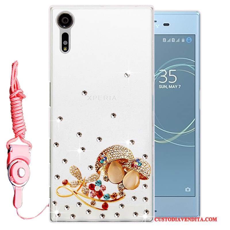Custodia Sony Xperia Xz Strass Oro Morbido, Cover Sony Xperia Xz Silicone Telefono