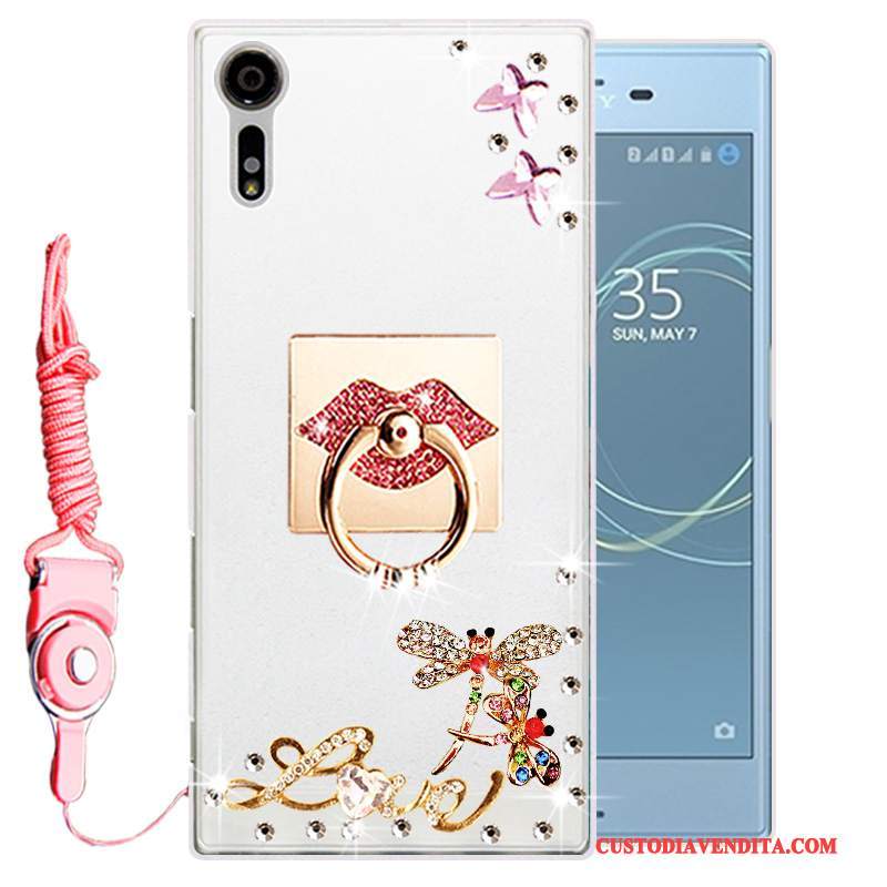 Custodia Sony Xperia Xz Strass Oro Morbido, Cover Sony Xperia Xz Silicone Telefono