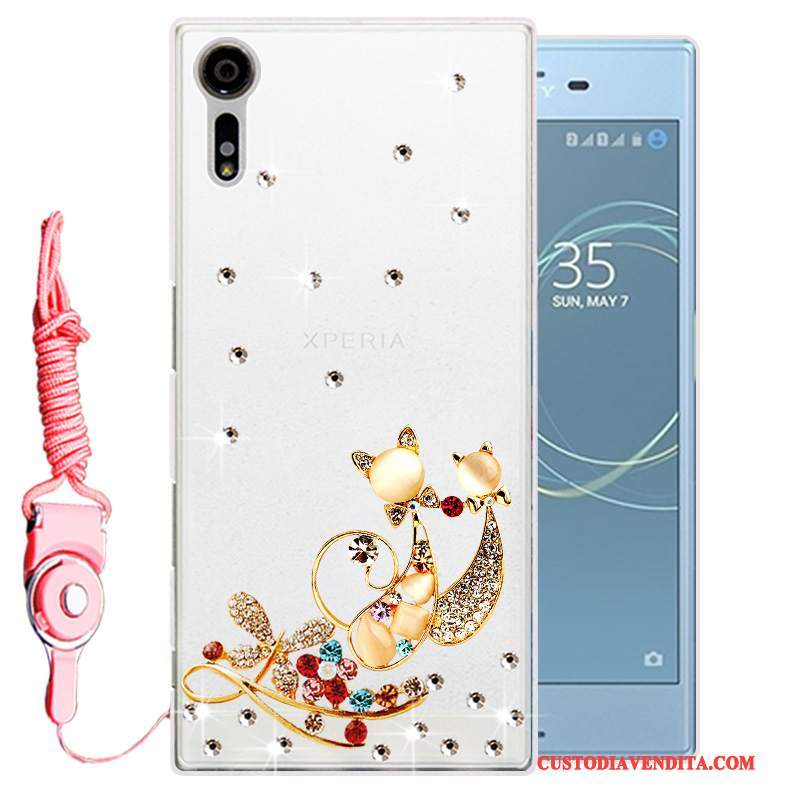 Custodia Sony Xperia Xz Strass Oro Morbido, Cover Sony Xperia Xz Silicone Telefono
