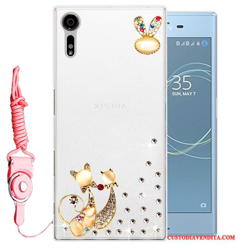Custodia Sony Xperia Xz Strass Oro Morbido, Cover Sony Xperia Xz Silicone Telefono