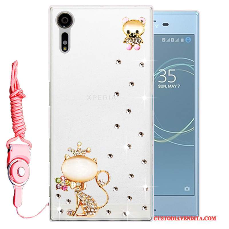 Custodia Sony Xperia Xz Strass Oro Morbido, Cover Sony Xperia Xz Silicone Telefono