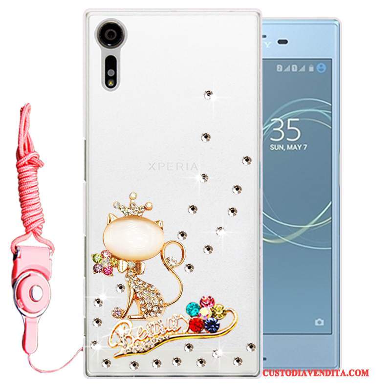 Custodia Sony Xperia Xz Strass Oro Morbido, Cover Sony Xperia Xz Silicone Telefono