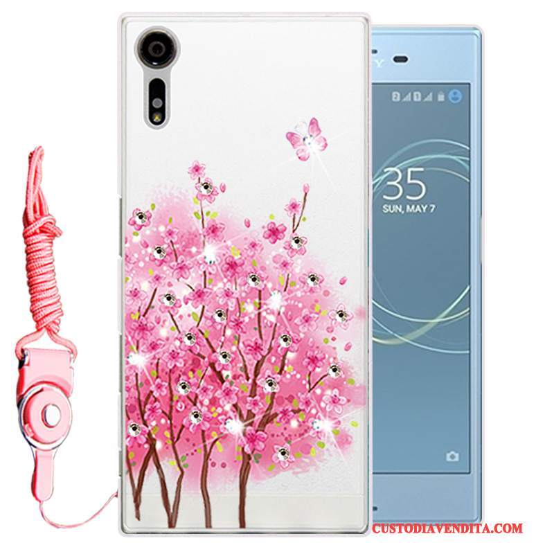 Custodia Sony Xperia Xz Strass Oro Morbido, Cover Sony Xperia Xz Silicone Telefono